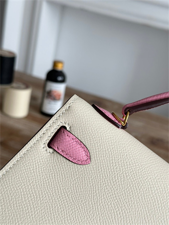 Hermes Kelly Mini II Bag Epsom Leather Craie/Mauve Sylvestre HS