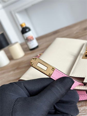 Hermes Kelly Mini II Bag Epsom Leather Craie/Mauve Sylvestre HS