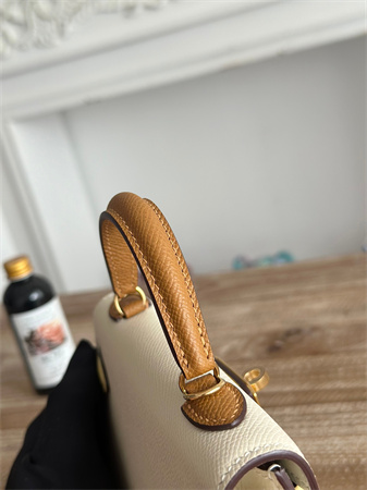 Hermes Kelly Mini II Bag Epsom Leather Craie/Jaune Poussin/Sesame HS