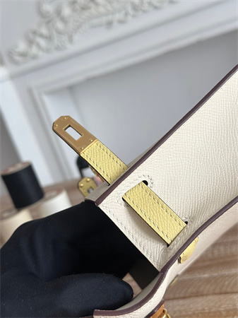 Hermes Kelly Mini II Bag Epsom Leather Craie/Jaune Poussin/Sesame HS