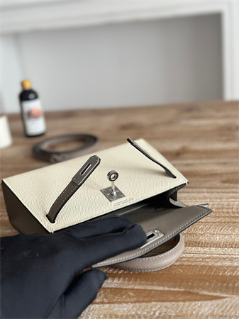 Hermes Kelly Mini II Bag Epsom Leather Craie/GrisAsphalte HS