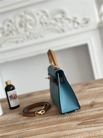 Hermes Kelly Mini II Bag Epsom Leather Denim Fonce/Ecorce/Sesame HS