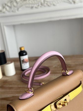 Hermes Kelly Mini II Bag Epsom Leather Chai/Lime/Mauve Sylvestre HS