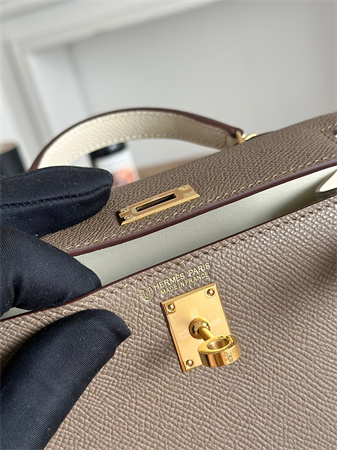Hermes Kelly Mini II Bag Epsom Leather Etoupe/Craie HS