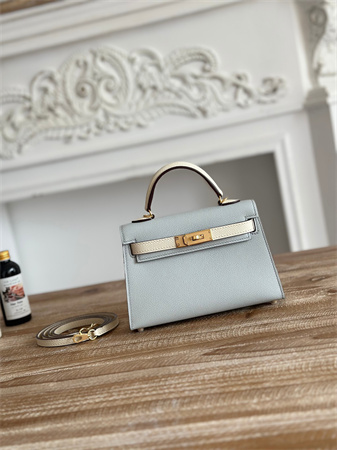 Hermes Kelly Mini II Bag Epsom Leather Blue Pale/Craie HS