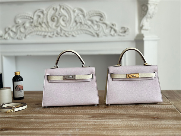 Hermes Kelly Mini II Bag Epsom Leather Mauve Pale/Craie HS