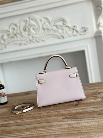 Hermes Kelly Mini II Bag Epsom Leather Mauve Pale/Craie HS