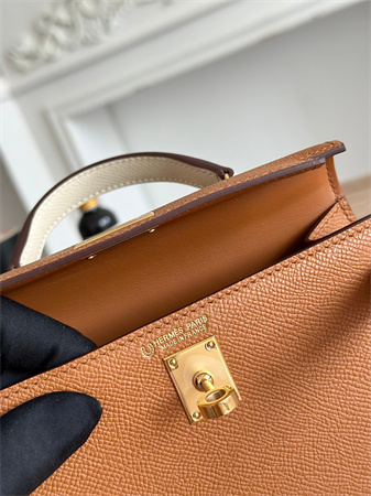 Hermes Kelly Mini II Bag Epsom Leather Gold/Mauve Pale/Craie HS