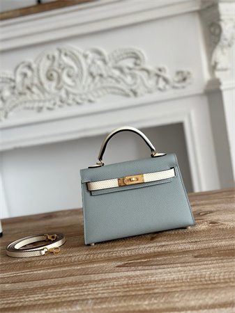Hermes Kelly Mini II Bag Epsom Leather Gris Glacier/Craie HS
