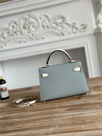 Hermes Kelly Mini II Bag Epsom Leather Gris Glacier/Craie HS