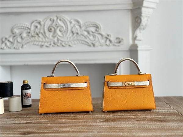 Hermes Kelly Mini II Bag Epsom Leather Jaune d’Or/Craie HS