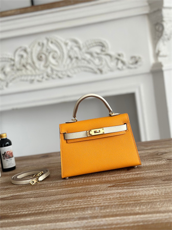 Hermes Kelly Mini II Bag Epsom Leather Jaune d’Or/Craie HS