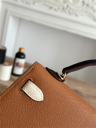 Hermes Kelly Mini II Bag Epsom Leather Gold/Craie/Black HS