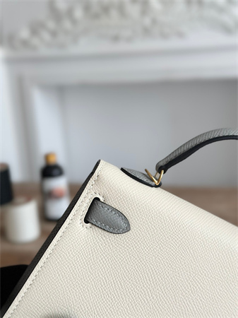 Hermes Kelly Mini II Bag Epsom Leather Craie/Gris Glacier HS