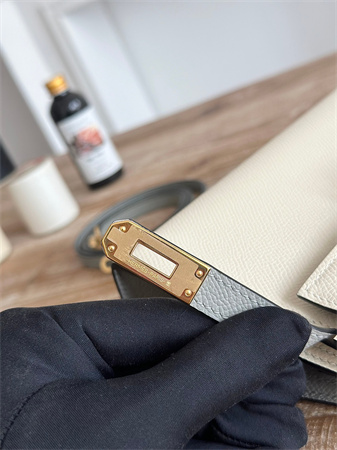 Hermes Kelly Mini II Bag Epsom Leather Craie/Gris Glacier HS