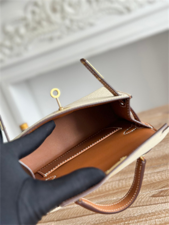Hermes Kelly Mini II Bag Epsom Leather Craie/Gold HS