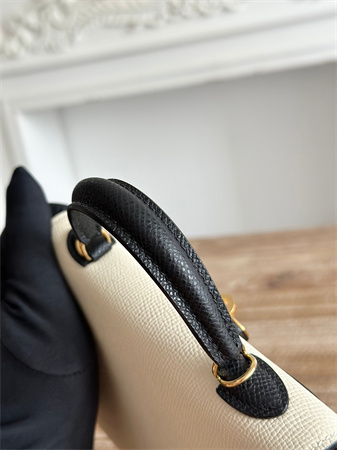 Hermes Kelly Mini II Bag Epsom Leather Craie/Black HS