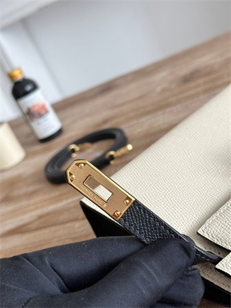 Hermes Kelly Mini II Bag Epsom Leather Craie/Black HS