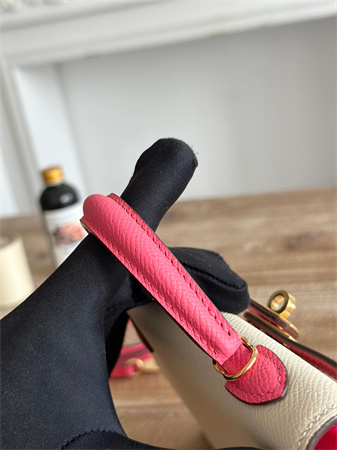 Hermes Kelly Mini II Bag Epsom Leather Craie/Lipstick Pink HS