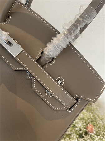 Bir.kin Shoulder Bag 29 Swift Leather Gold/Silver Tone Metal Etoupe Color HS