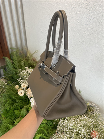 Bir.kin Shoulder Bag 29 Swift Leather Gold/Silver Tone Metal Etoupe Color HS