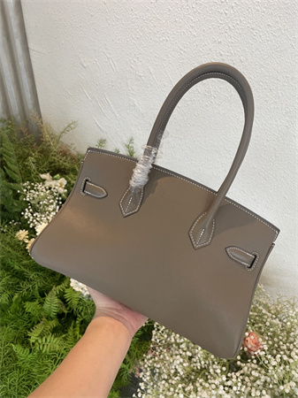 Bir.kin Shoulder Bag 29 Swift Leather Gold/Silver Tone Metal Etoupe Color HS