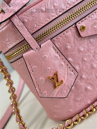 L.V Vanity Chain Pouch Ostrich leather Pink N85820