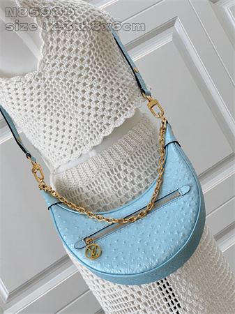 L.V Loop Handbag Ostrich leather Blue N85900