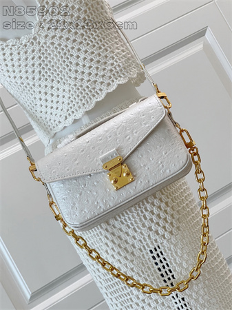L.V POCHETTE M??TIS EAST WEST Ostrich Leather White N85902