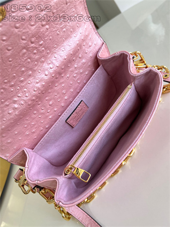 L.V POCHETTE M??TIS EAST WEST Ostrich Leather Pink N85902