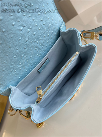 L.V POCHETTE M??TIS EAST WEST Ostrich Leather Blue N85902