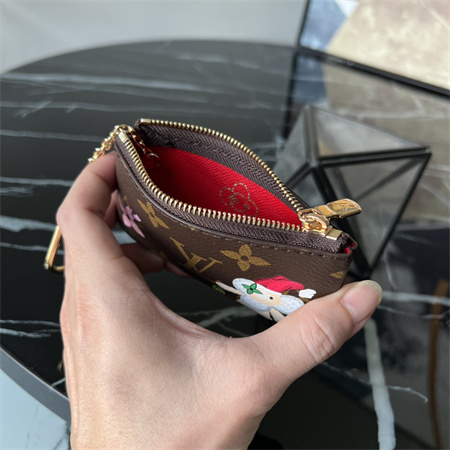 L.V  Key Pouch Vivienne Holidays Monogram Canvas Inside Red M12217
