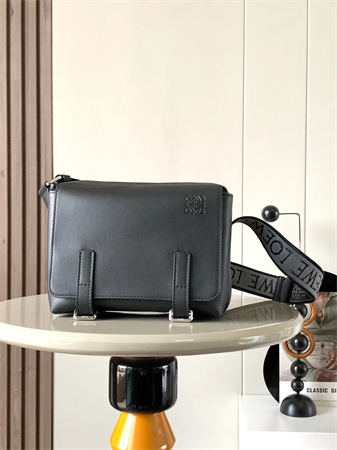 Loewe XS Military messenger bag in supple smooth calfskin and jacquard Black