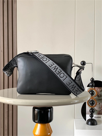 Loewe XS Military messenger bag in supple smooth calfskin and jacquard Black
