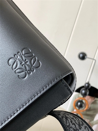 Loewe XS Military messenger bag in supple smooth calfskin and jacquard Black