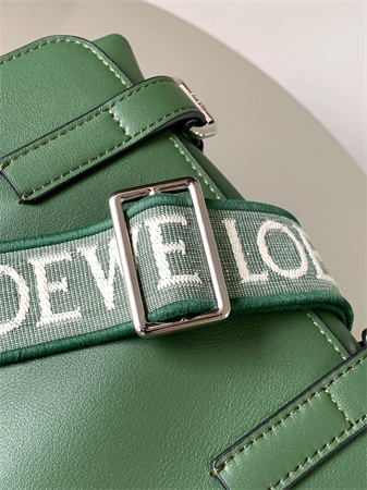 Loewe XS Military messenger bag in supple smooth calfskin and jacquard Hunter Green