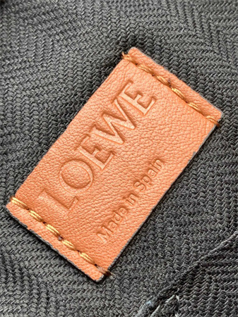 Loewe XS Military messenger bag in supple smooth calfskin and jacquard Hunter Brown