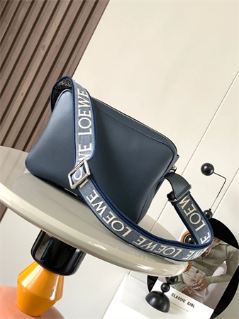 Loewe XS Military messenger bag in supple smooth calfskin and jacquard Dk Grey