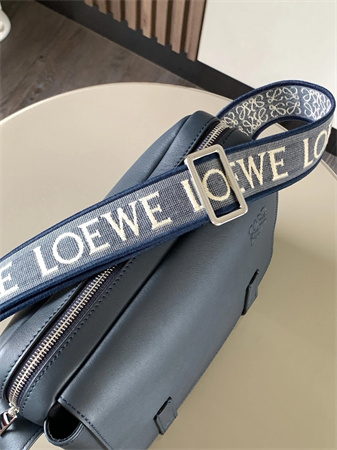 Loewe XS Military messenger bag in supple smooth calfskin and jacquard Dk Grey