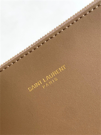 Y.S.L LE 37 In Shiny Leather Brown Bucket Bag