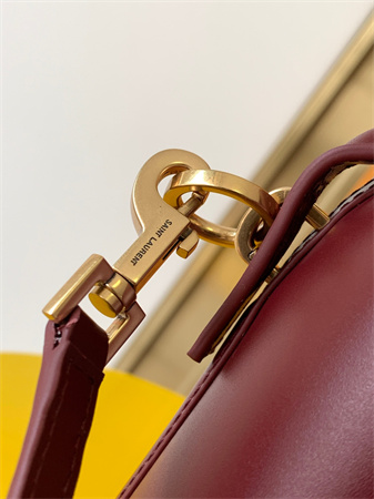 Y.S.L LE 37 Mini In Burgundy Shiny Leather Bucket Bag