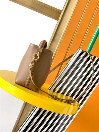 Y.S.L LE 37 Mini In Brown Shiny Leather  Bucket Bag