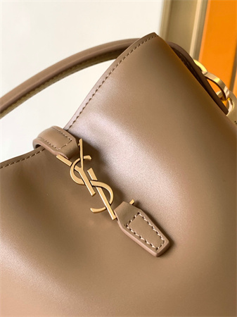 Y.S.L LE 37 Mini In Brown Shiny Leather  Bucket Bag