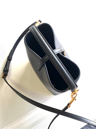 Y.S.L LE 37 Mini In Black Shiny Leather  Bucket Bag