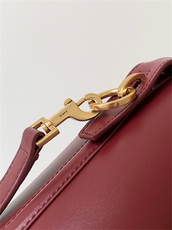 Y.S.L LE 37 Small In Burgundy Shiny Leather Bucket Bag