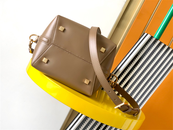 Y.S.L LE 37 Small In Burgundy Shiny Leather Brown Bucket Bag