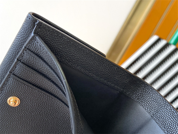 Y.S.L UPTOWN Compact wallet in grain de poudre leather Black