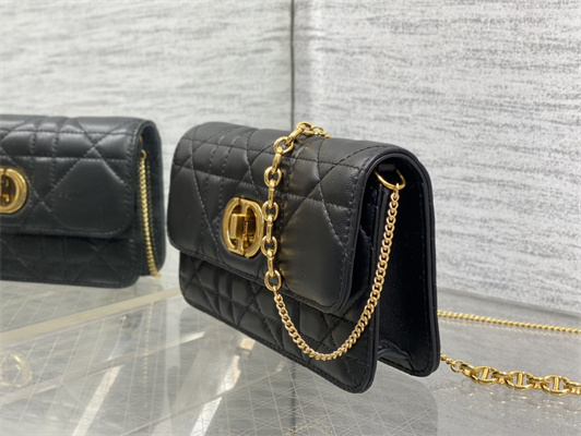 CD MISS CARO POUCH WITH CHAIN Macrocannage Lambskin Black