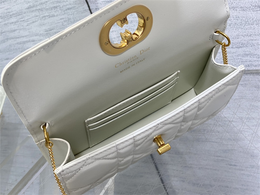 CD MISS CARO POUCH WITH CHAIN Macrocannage Lambskin White