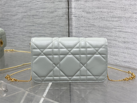 CD MISS CARO POUCH WITH CHAIN Macrocannage Lambskin Grey